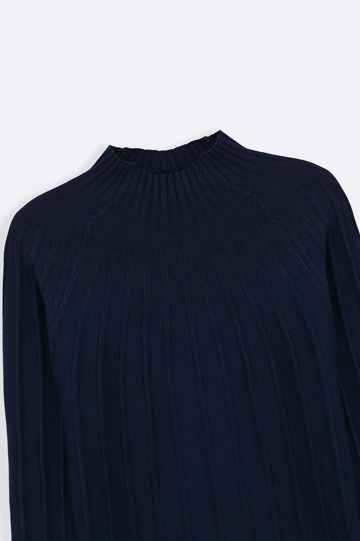 SLATE BLUE RIBBED BODYCON SWEATER