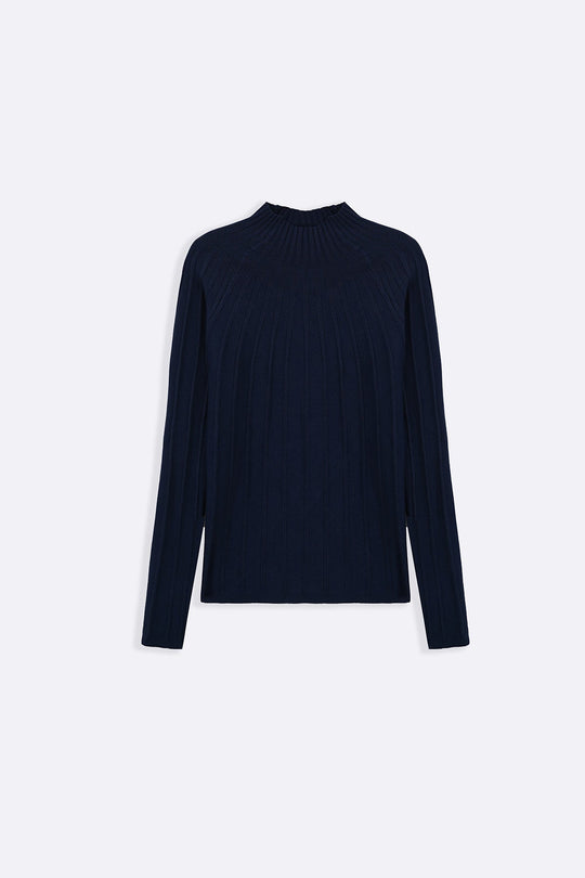 SLATE BLUE RIBBED BODYCON SWEATER