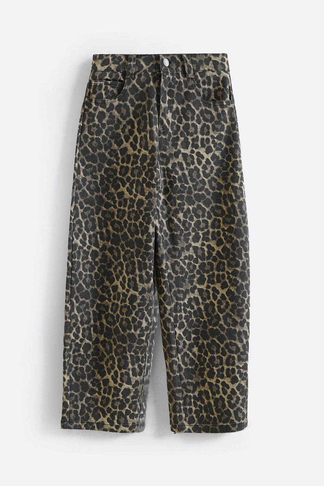 BEIGE LEOPARD BARREL PANTS