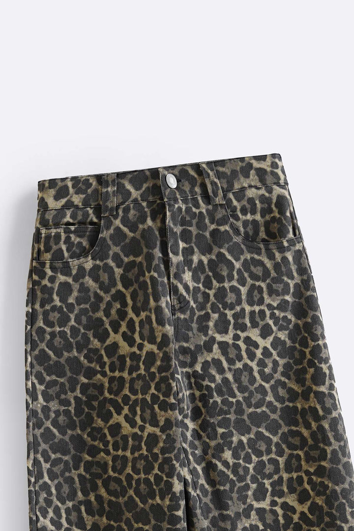 BEIGE LEOPARD BARREL PANTS