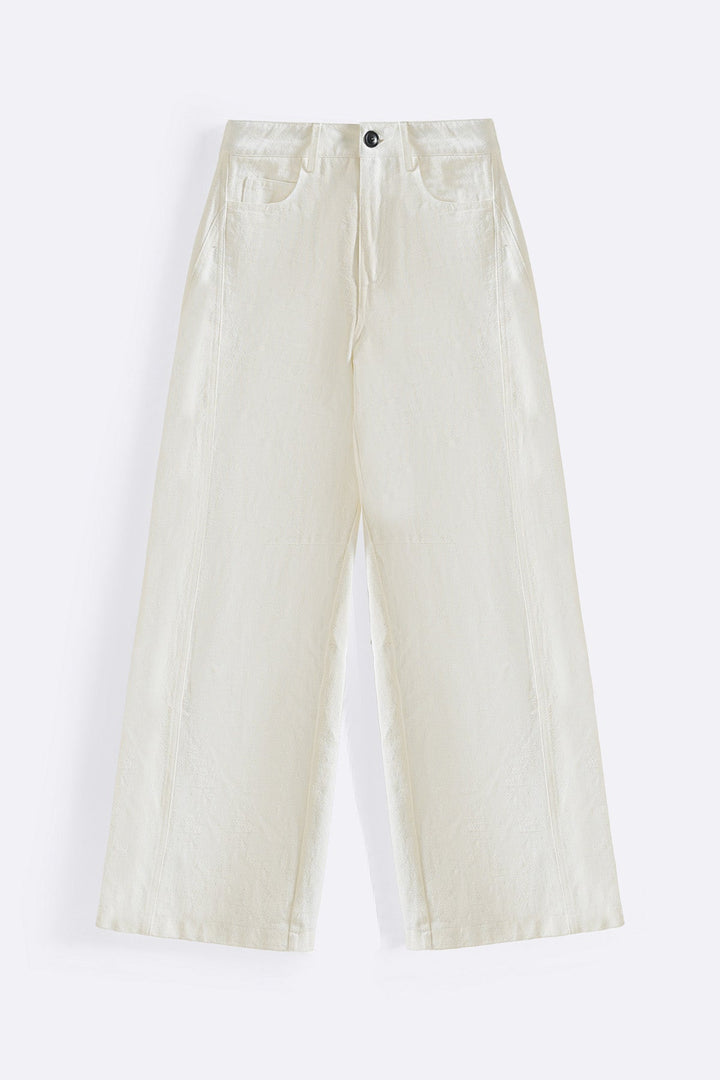 WHITE LINEN BLEND JEAN PANT