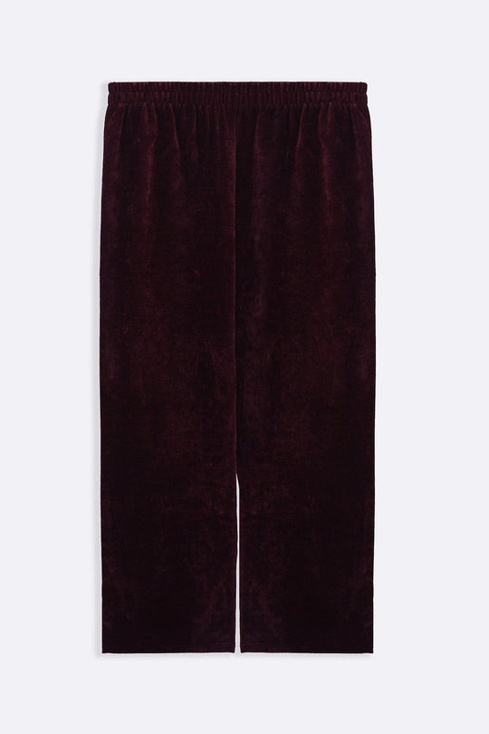 BURGUNDY VELVET EARTH TROUSERS