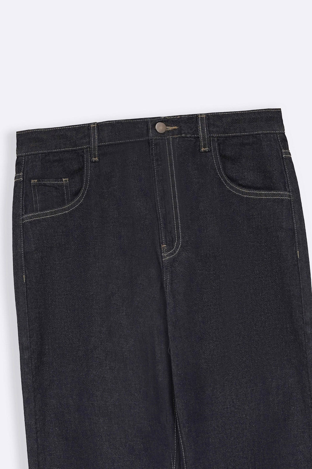 DARK BLUE ROLL UP WIDE JEANS