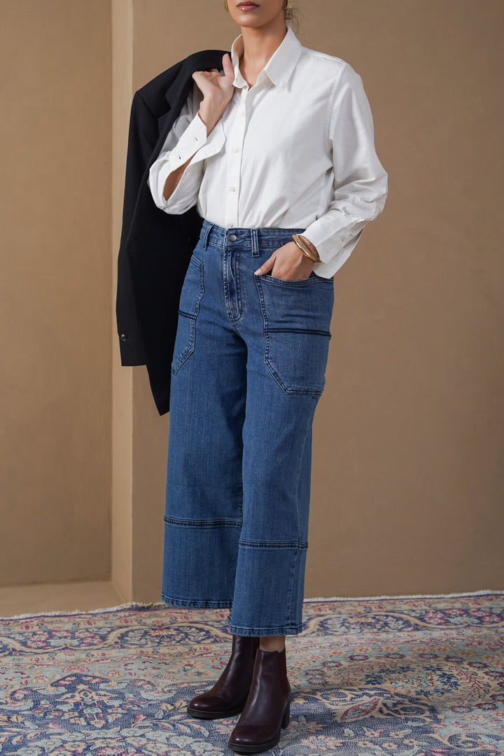 MID BLUE HIGHLINE CROPPED JEANS