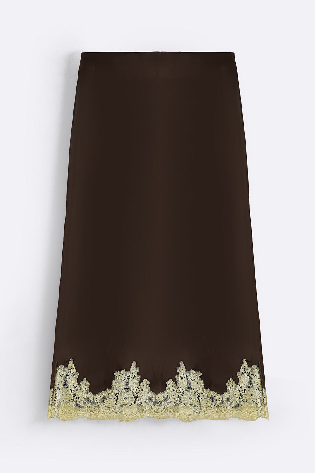 DARK BROWN LACE AND SILK SKIRT