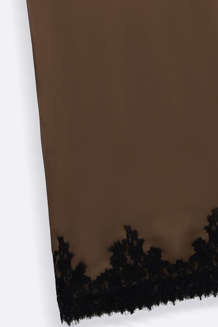 TAUPE LACE AND SILK SKIRT