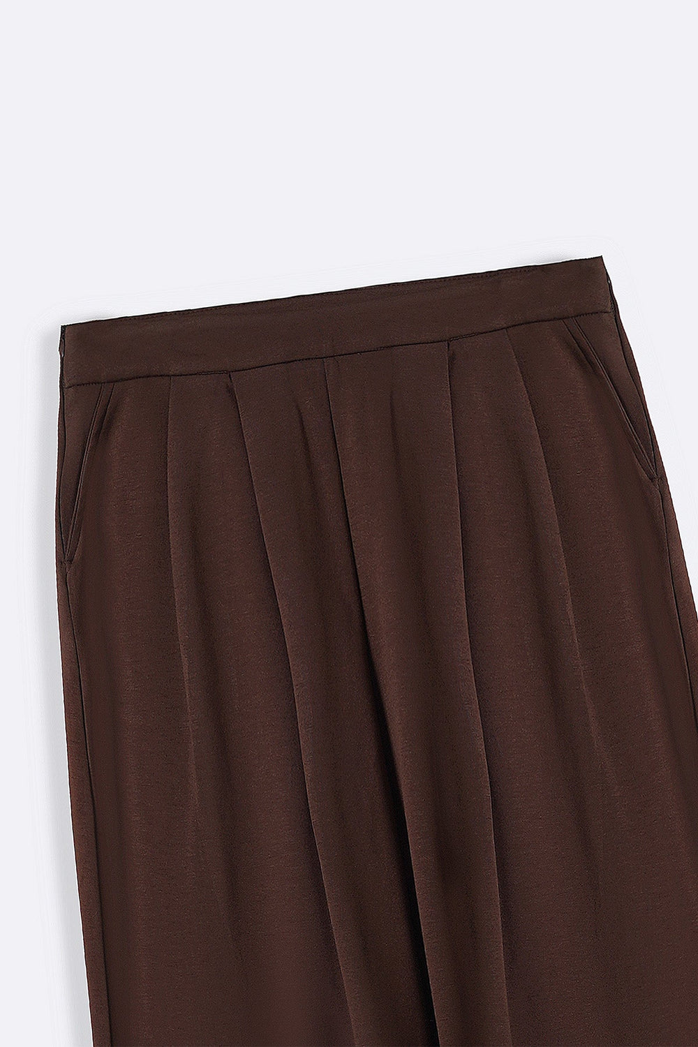BROWN FLUID WIDE-LEG TROUSERS