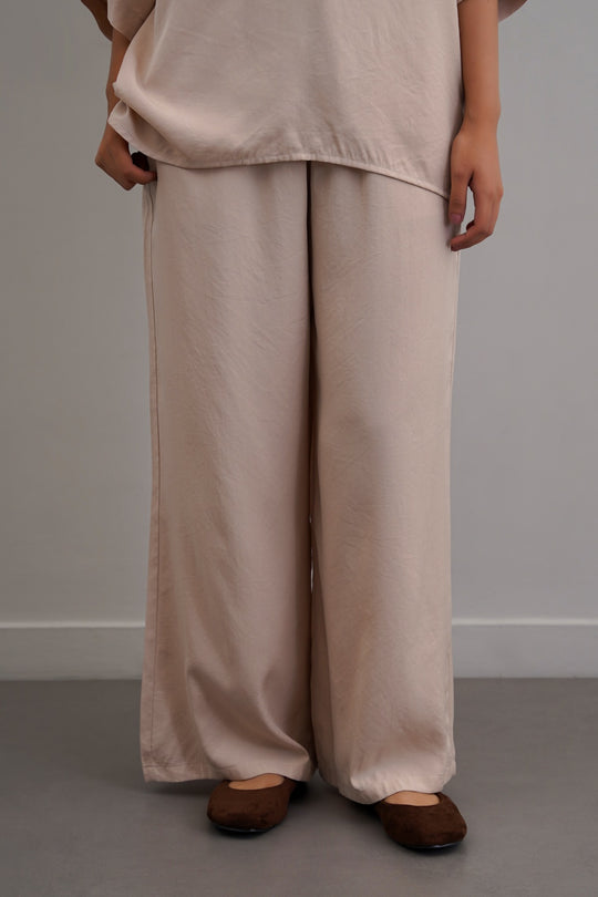 CREAM SLEEK SILK TROUSERS