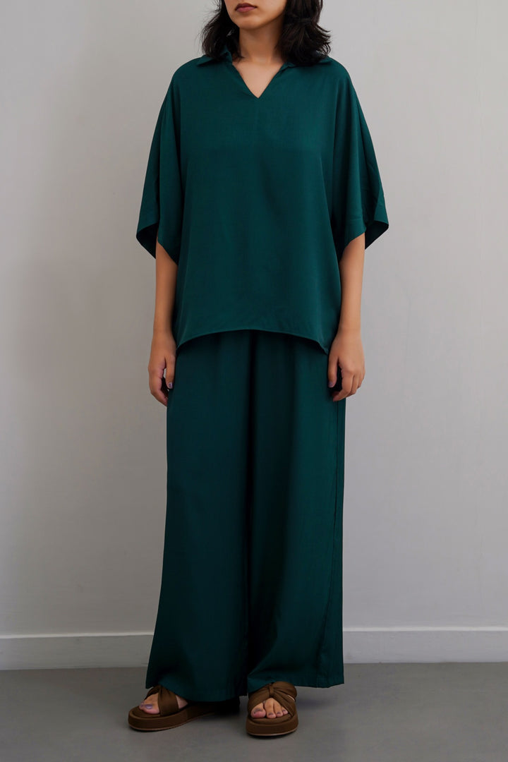 GREEN SLEEK SILK TROUSERS