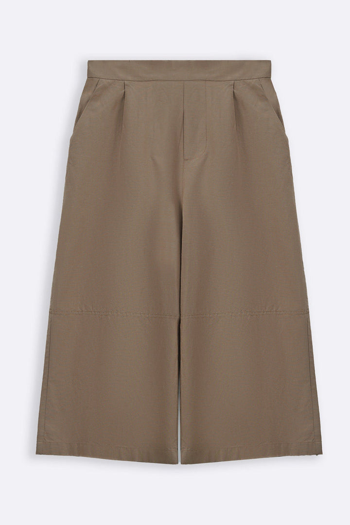 BEIGE TAILORED LINEN BLEND CULOTTES
