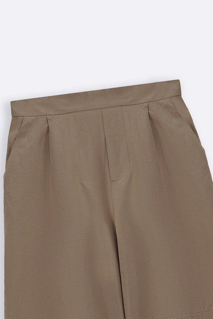 BEIGE TAILORED LINEN BLEND CULOTTES