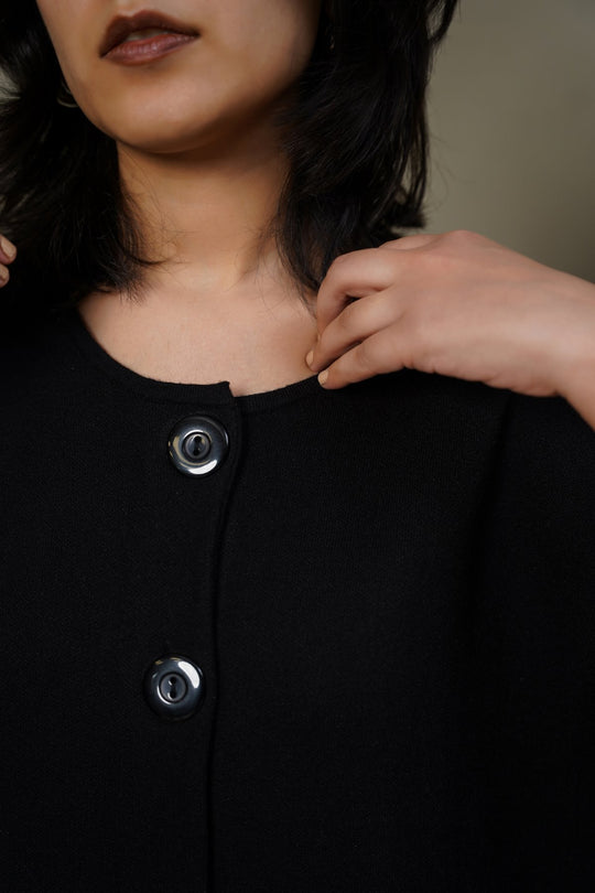 BLACK BUTTON-UP DRESS