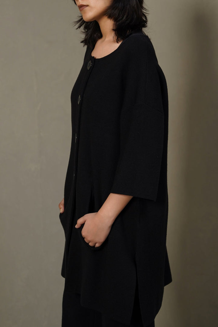 BLACK BUTTON-UP DRESS