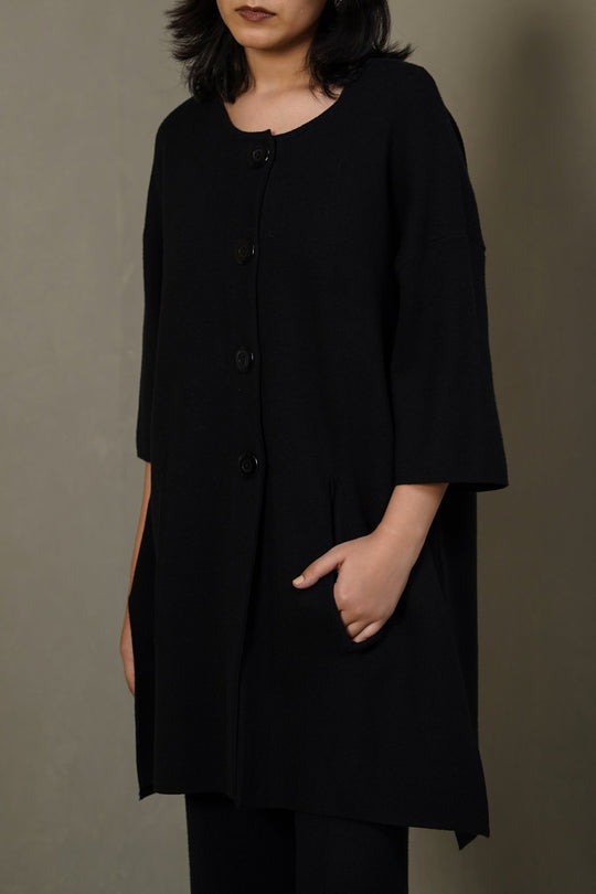 BLACK BUTTON-UP DRESS