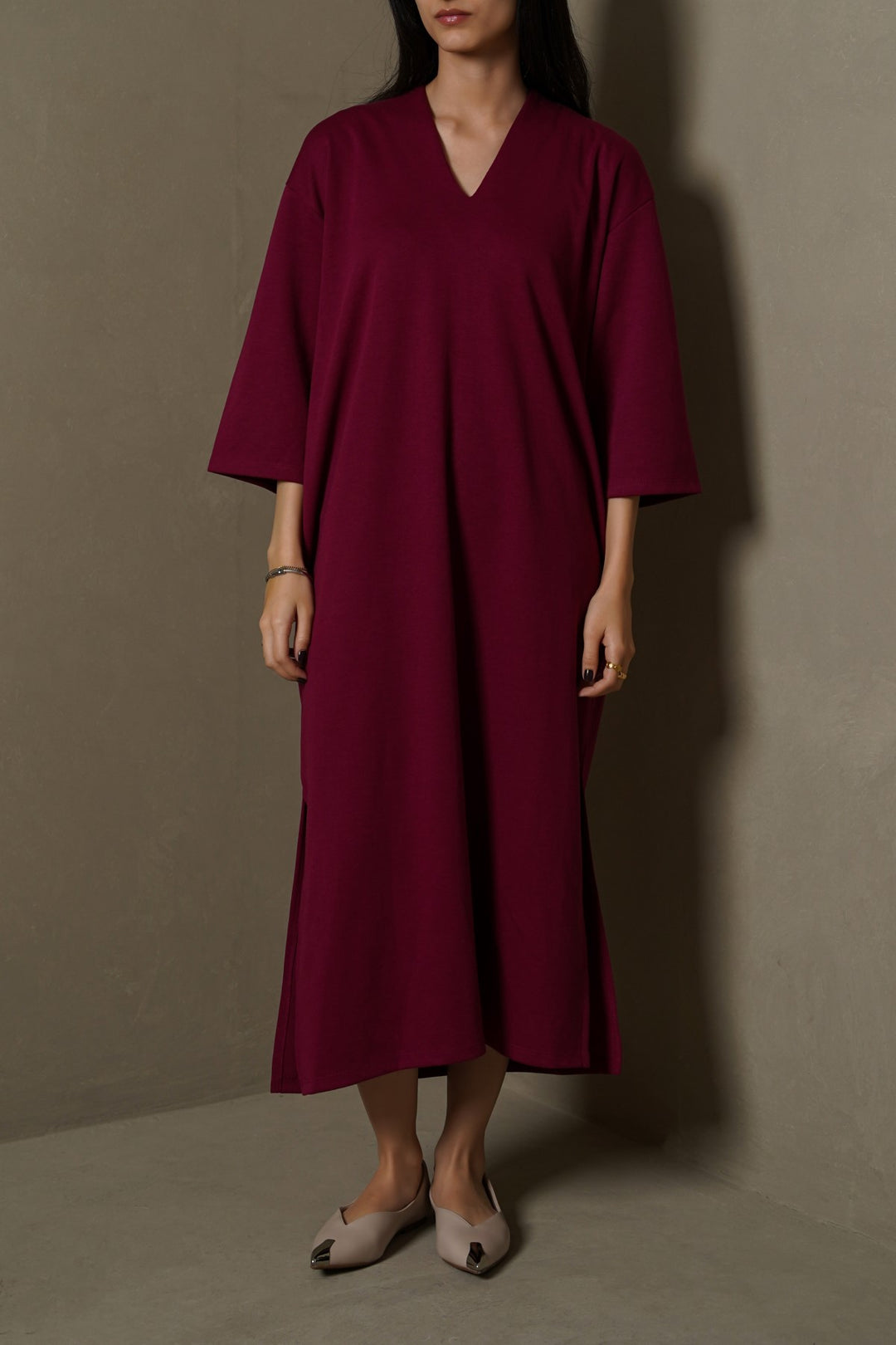BURGUNDY CASUAL LOUNGE DRESS