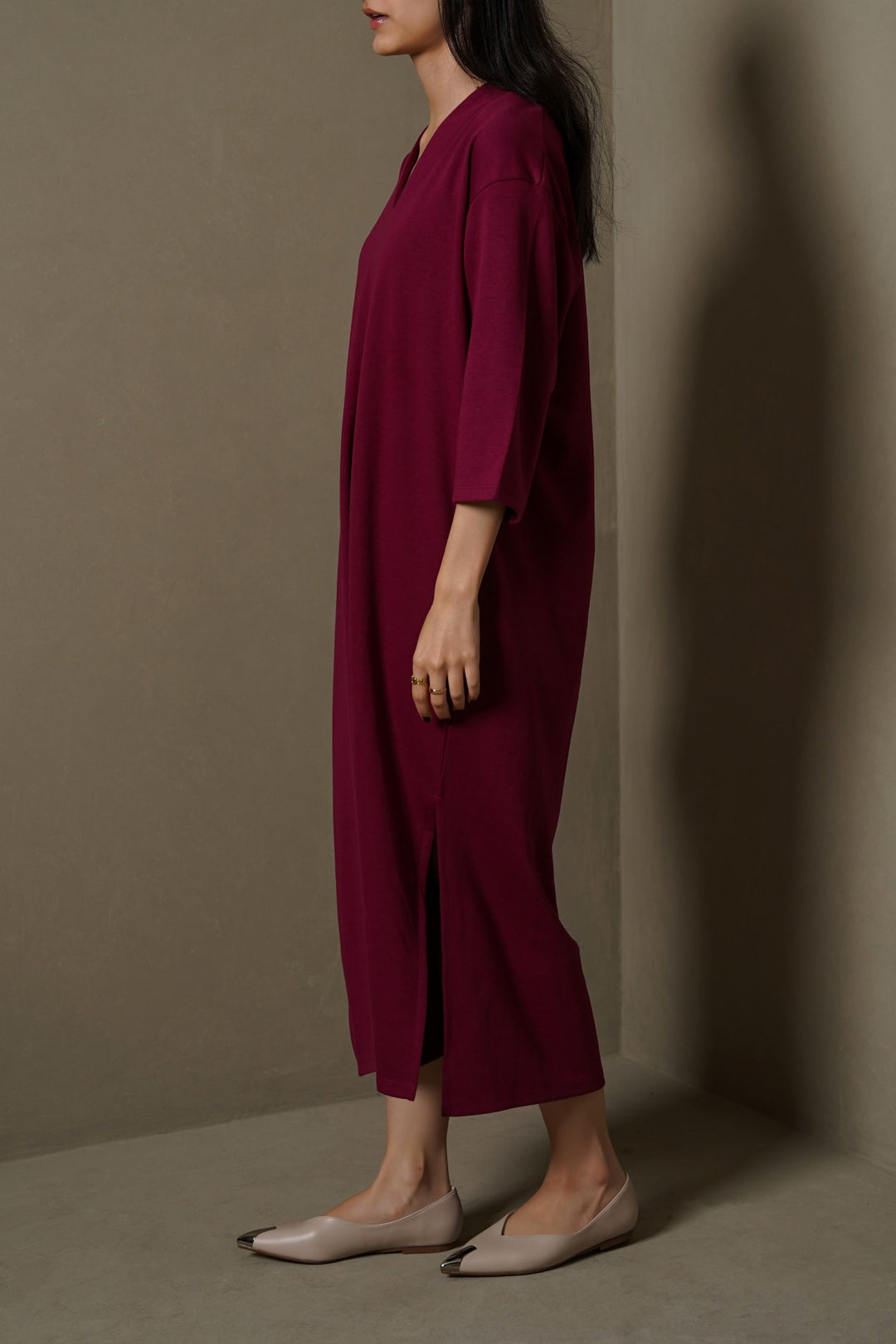 BURGUNDY CASUAL LOUNGE DRESS