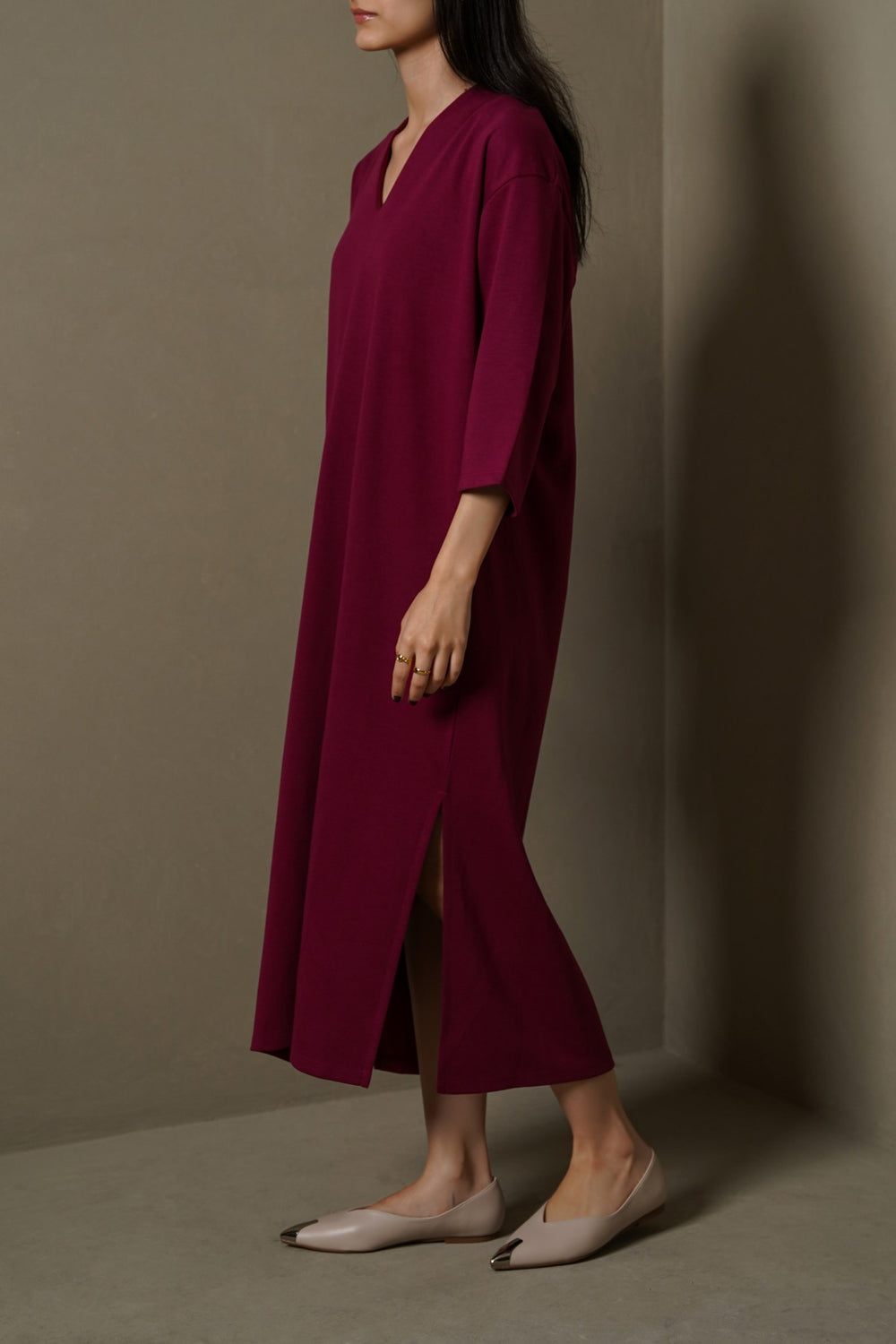 BURGUNDY CASUAL LOUNGE DRESS