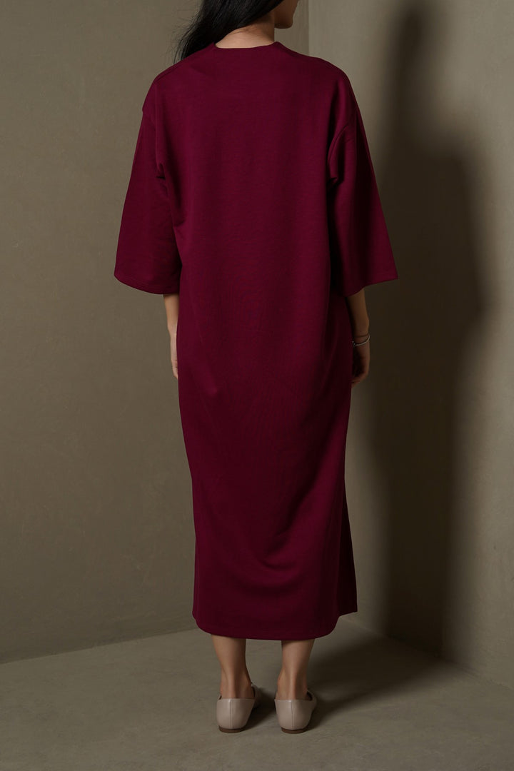 BURGUNDY CASUAL LOUNGE DRESS