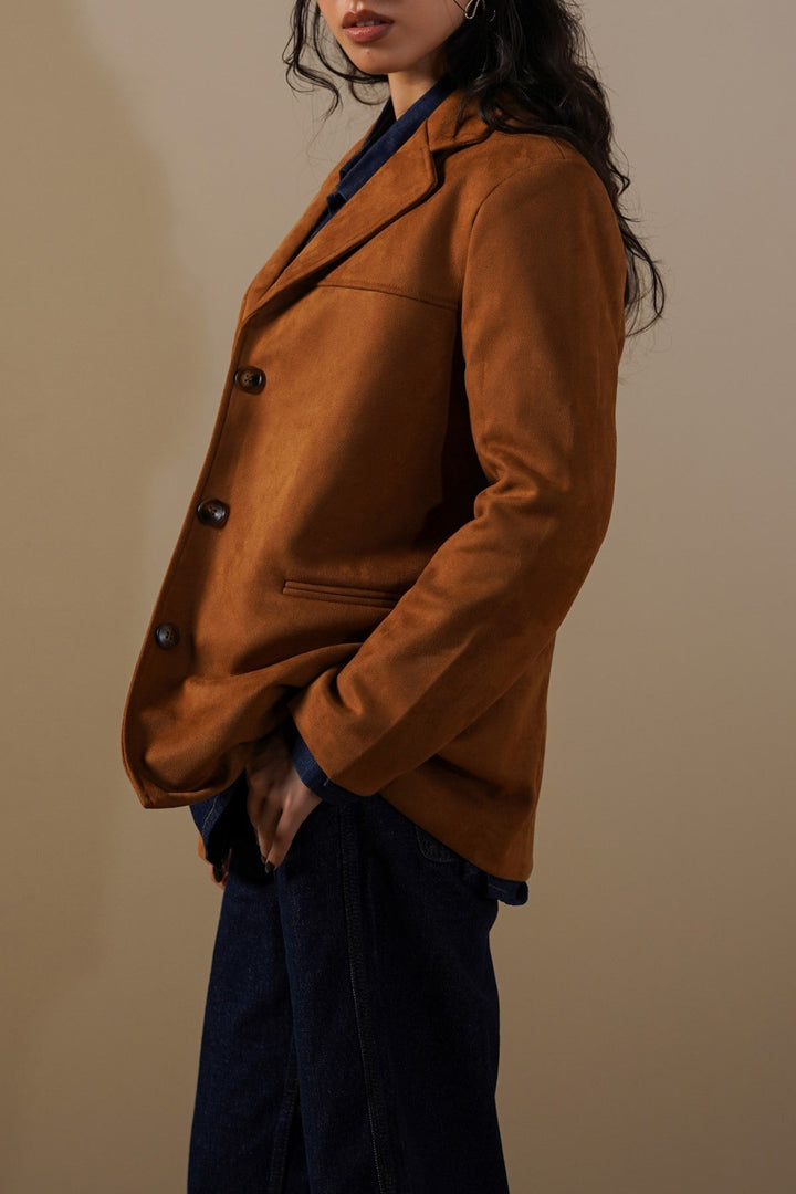 CAMEL SUEDE BLAZER-JACKET