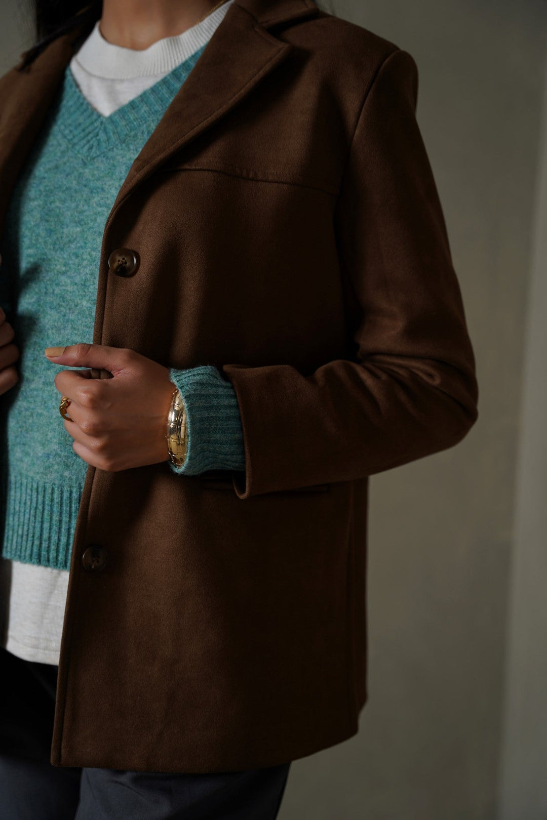 CHOCOLATE SUEDE BLAZER-JACKET