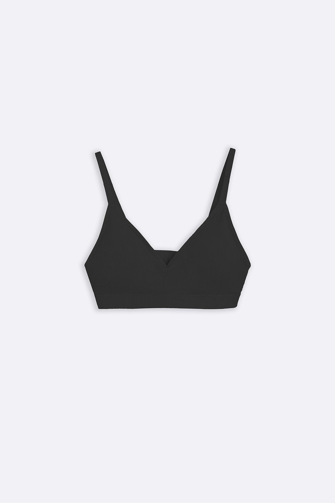 BLACK RIBBED NON-WIRED BRA