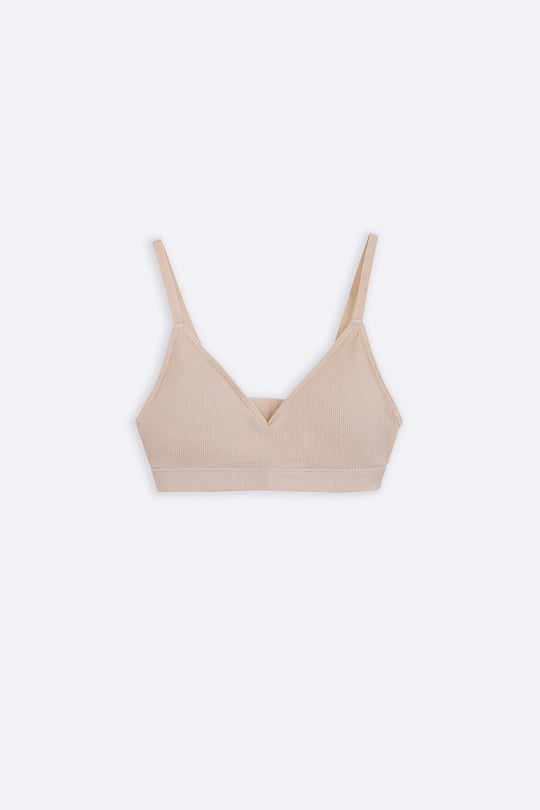 NUDE RIBBED NON-WIRED BRA
