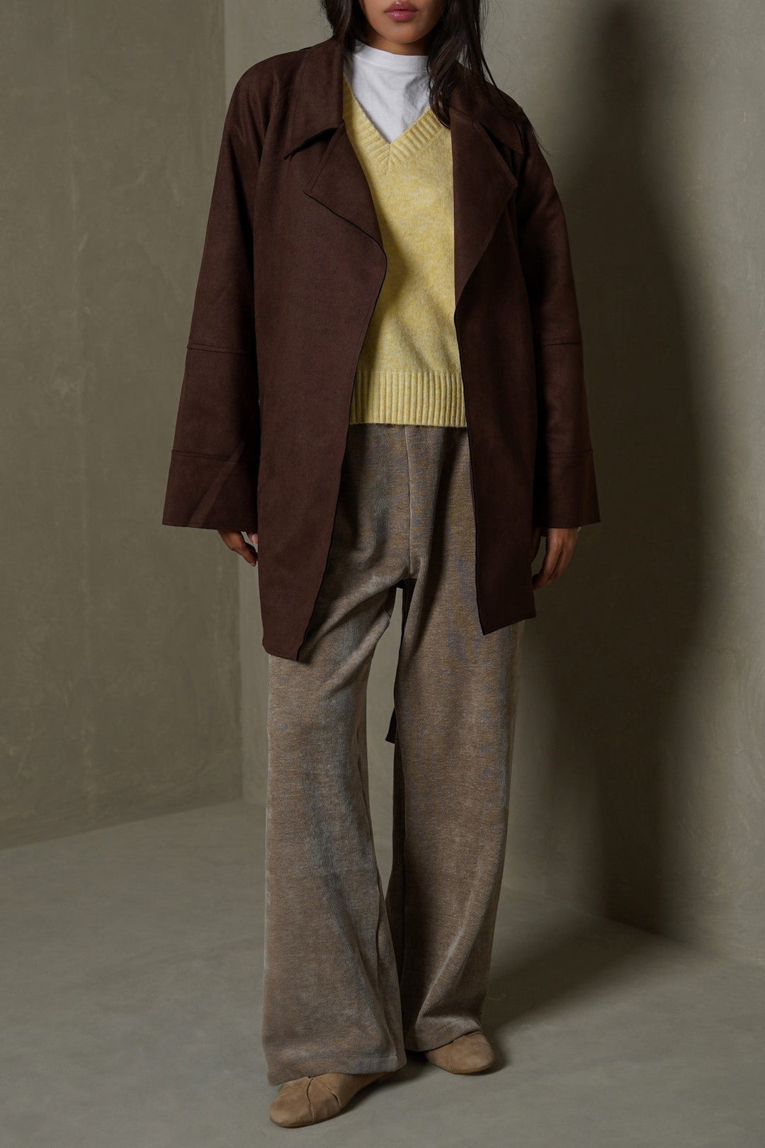 CHOCOLATE ARLO SUEDE TRENCH