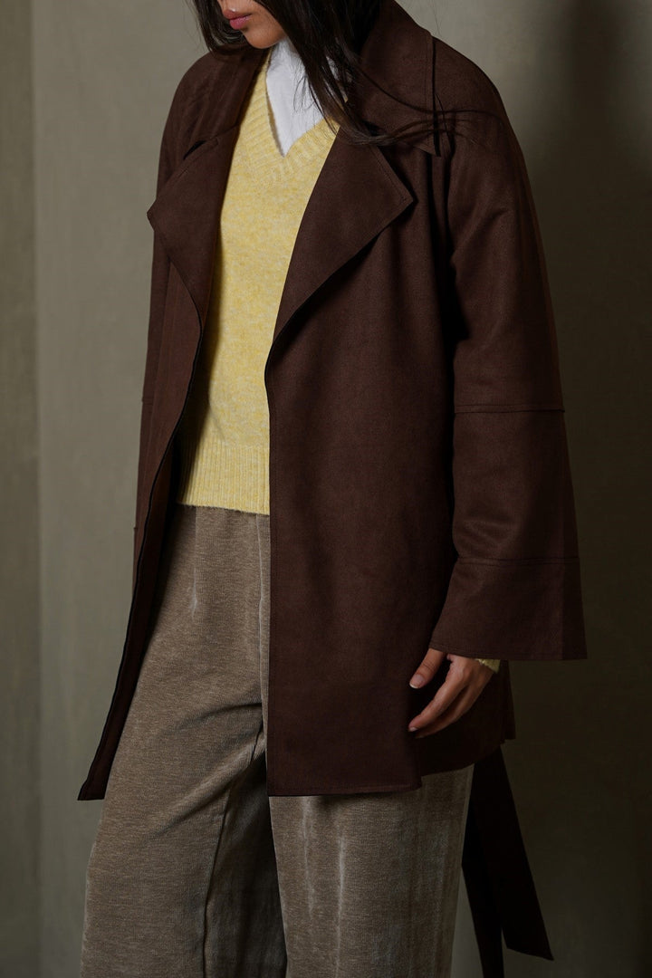 CHOCOLATE ARLO SUEDE TRENCH
