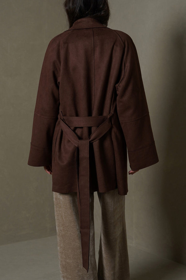 CHOCOLATE ARLO SUEDE TRENCH