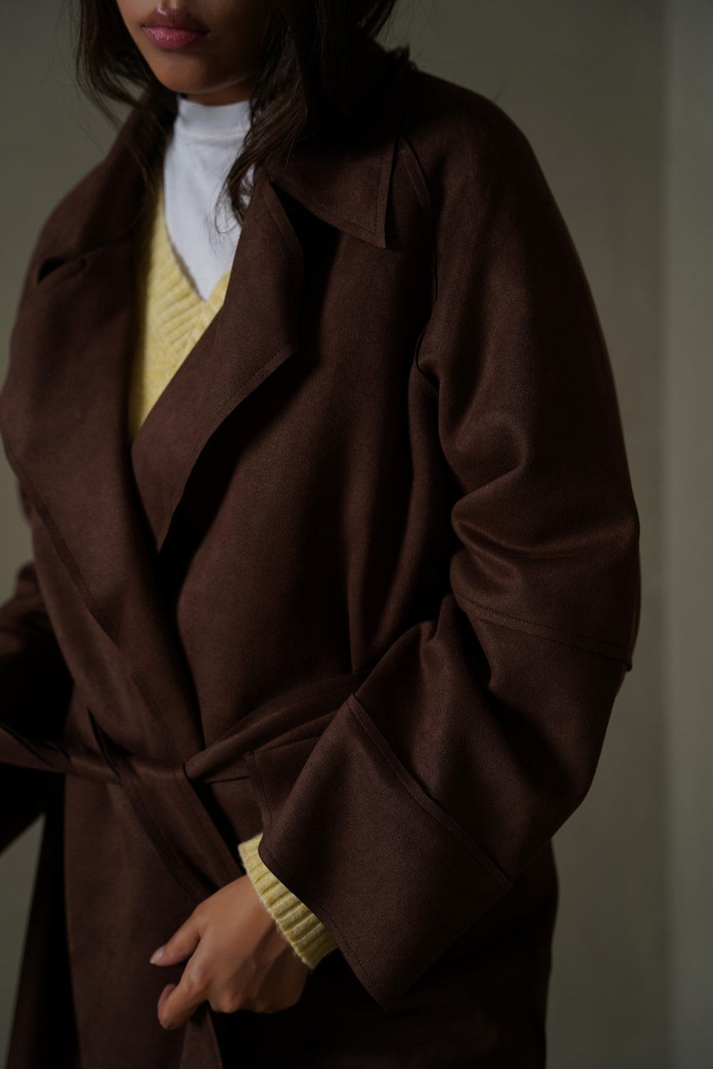 CHOCOLATE ARLO SUEDE TRENCH