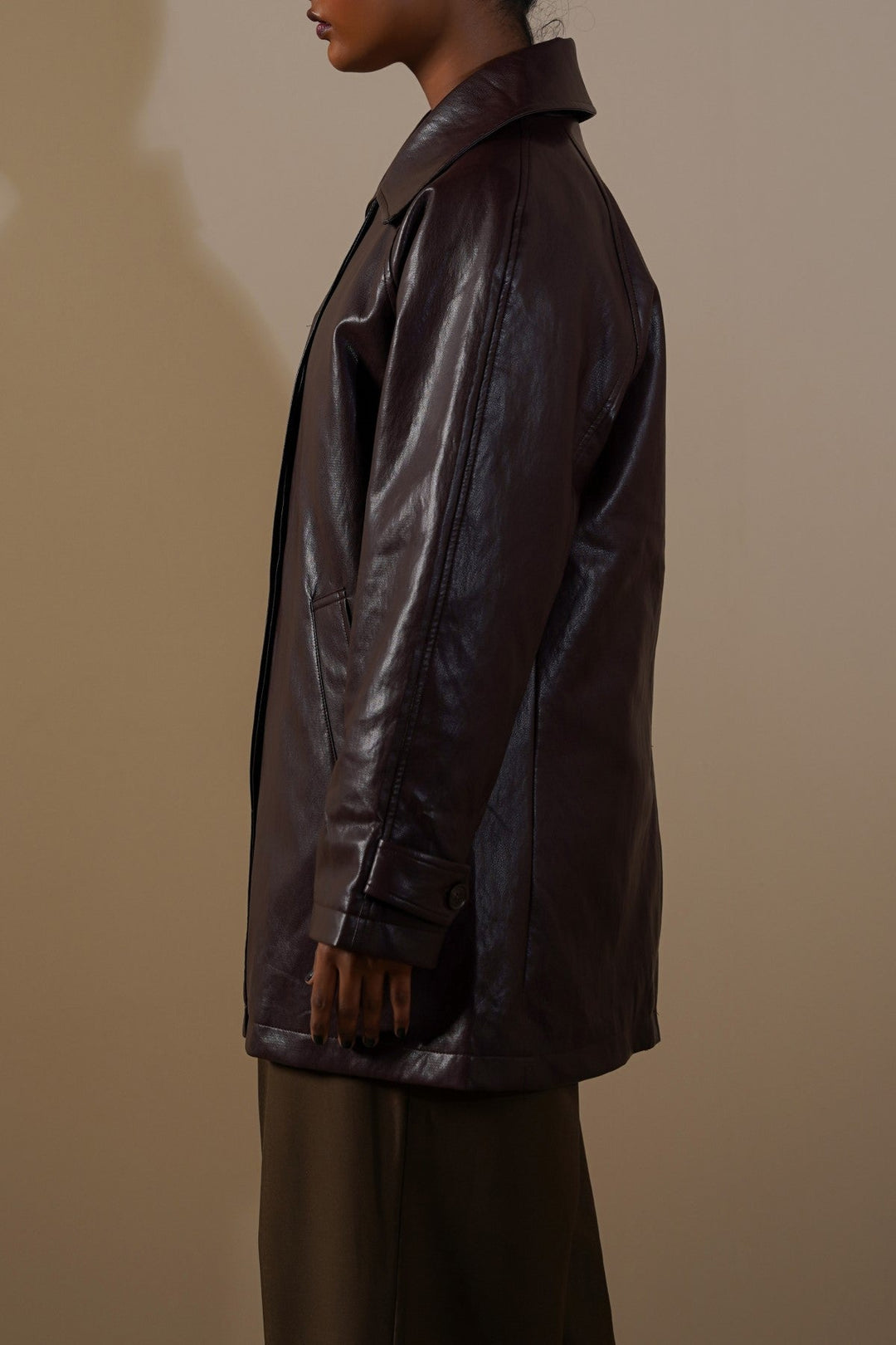 BURGUNDY ESSENTIAL LEATHER JACKET