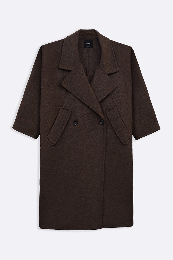 BROWN LONG WOOL COAT