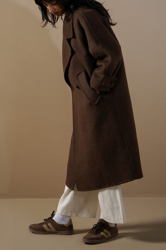 BROWN LONG WOOL COAT