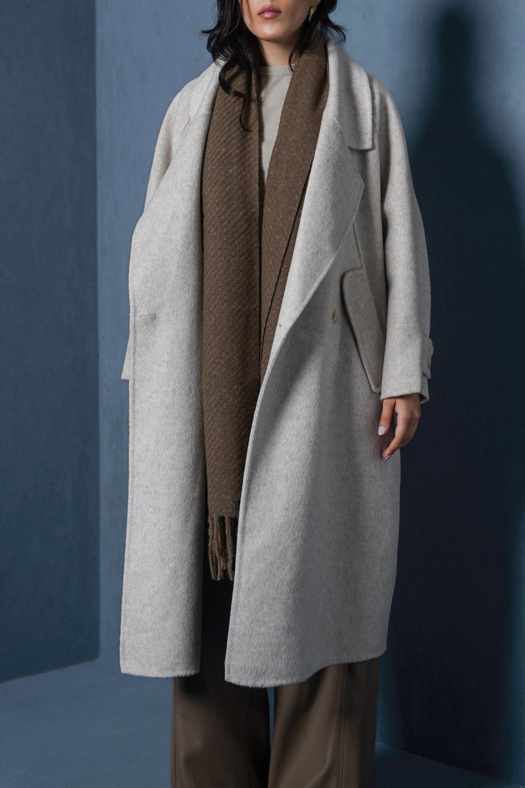 OFF WHITE LONG WOOL COAT