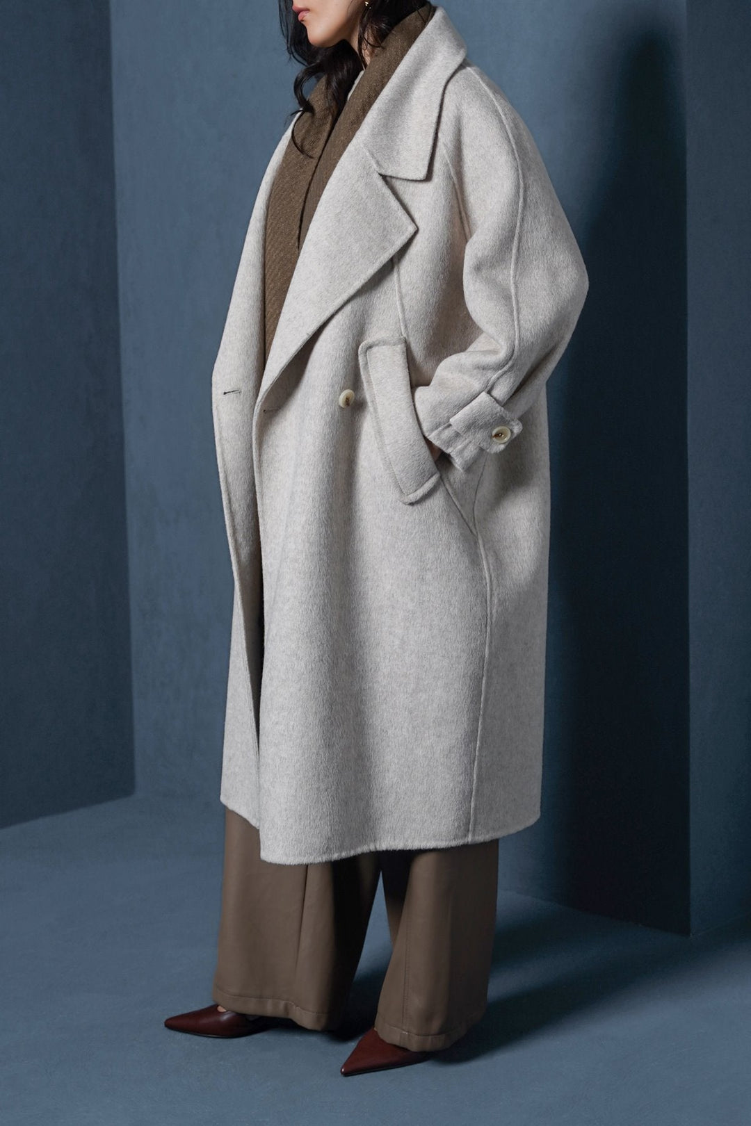 OFF WHITE LONG WOOL COAT