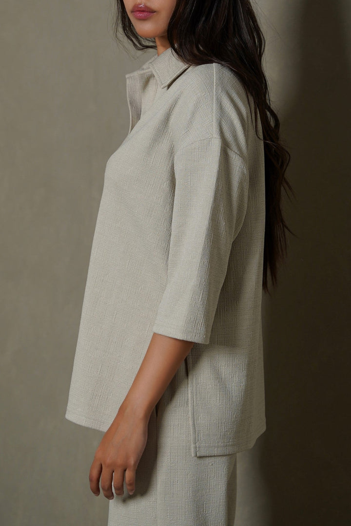 OAT WHITE TEXTURED POLO