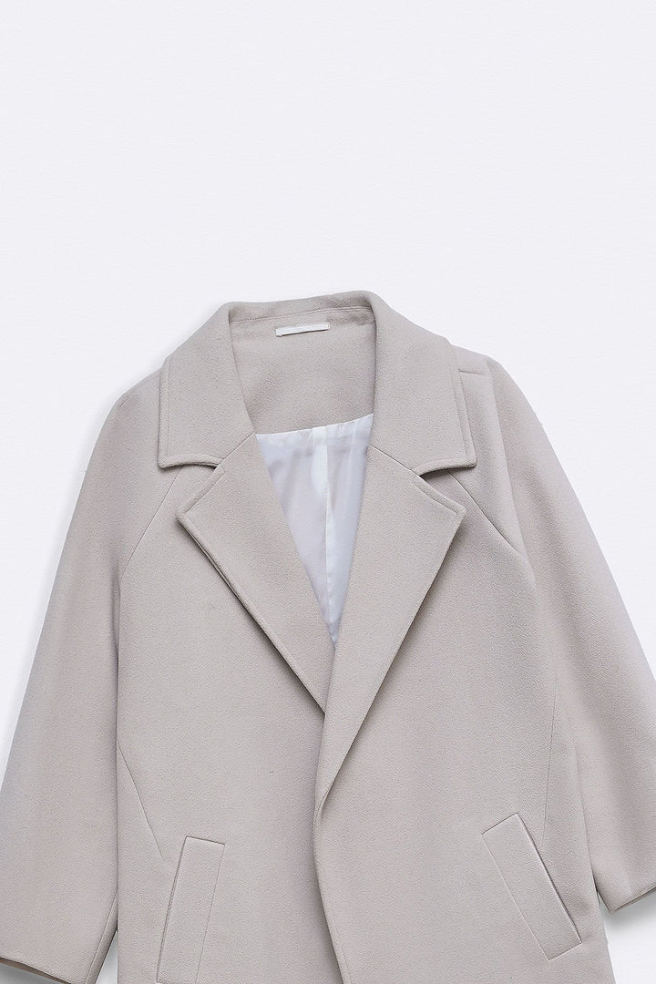 BEIGE LONG BELTED COAT