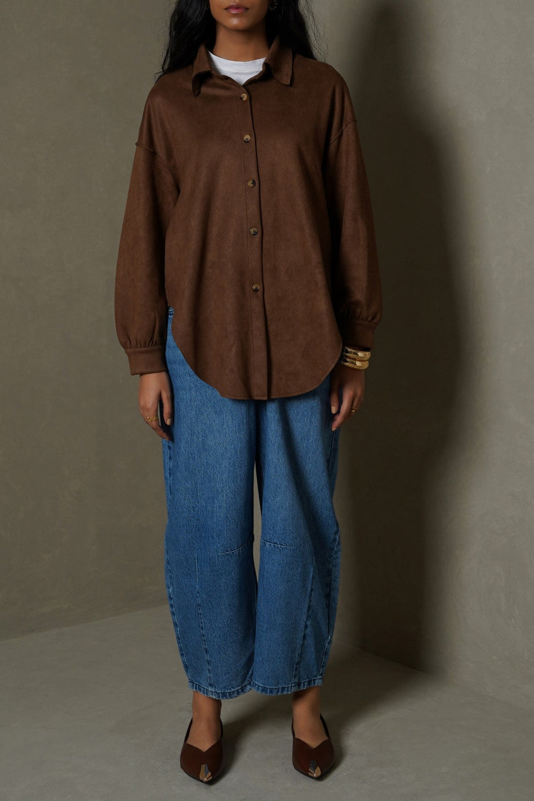 BROWN MARA SUEDE SHIRT