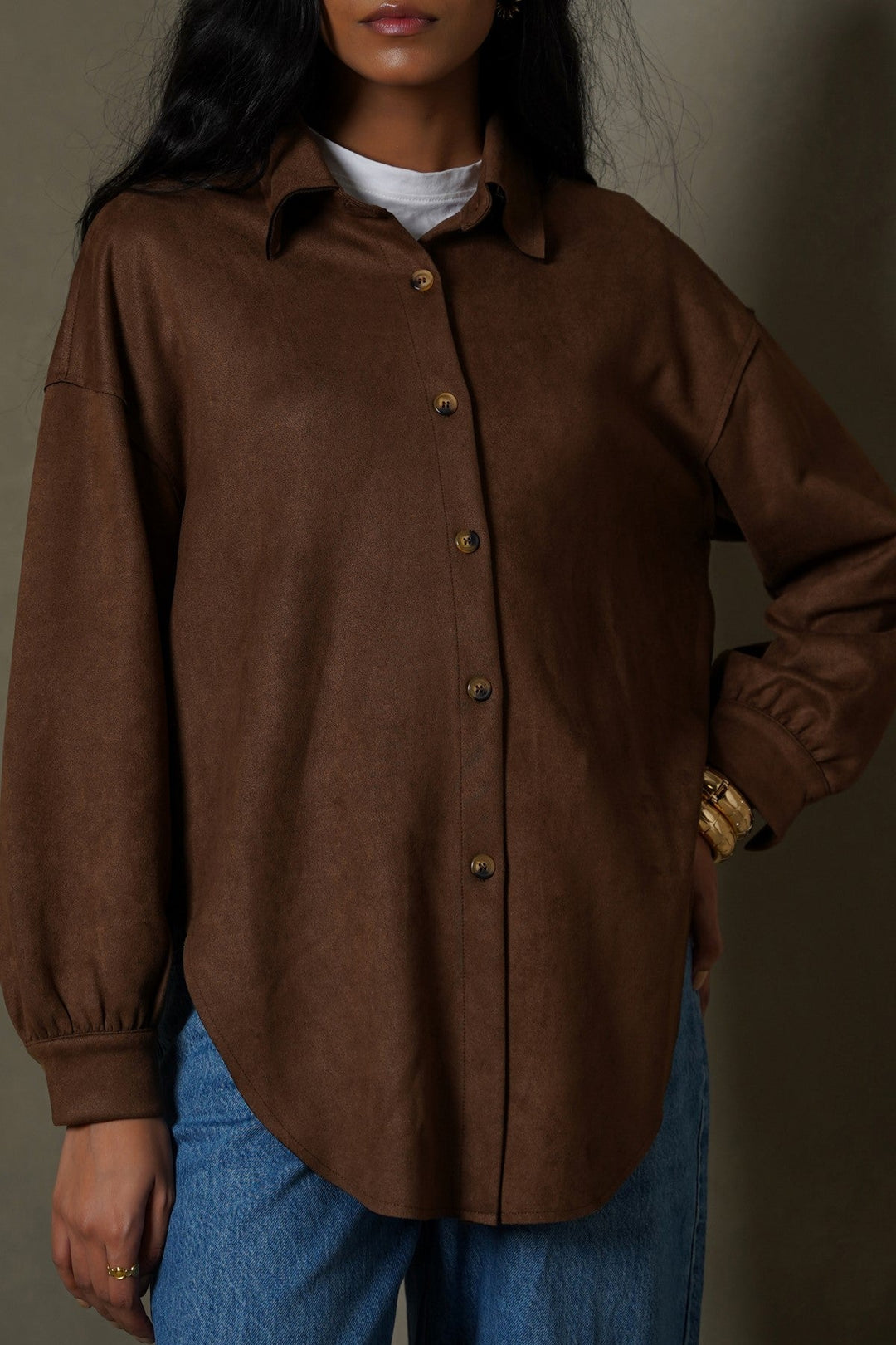 BROWN MARA SUEDE SHIRT