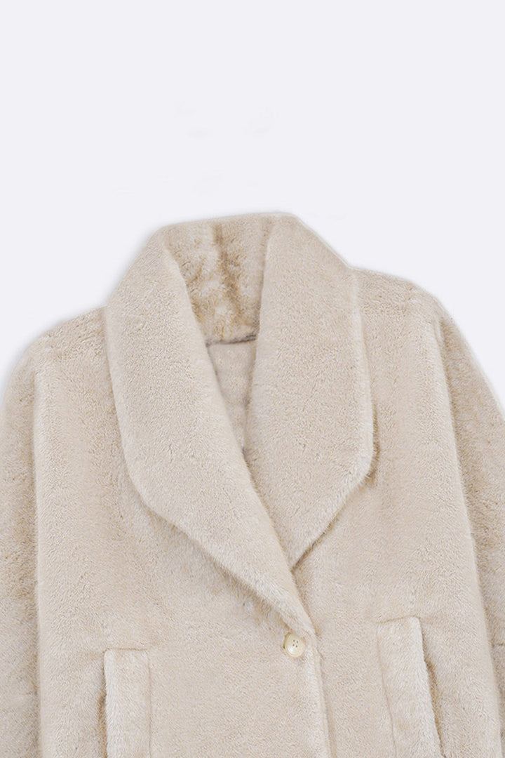 OFF WHITE SHORT WRAP FUR JACKET