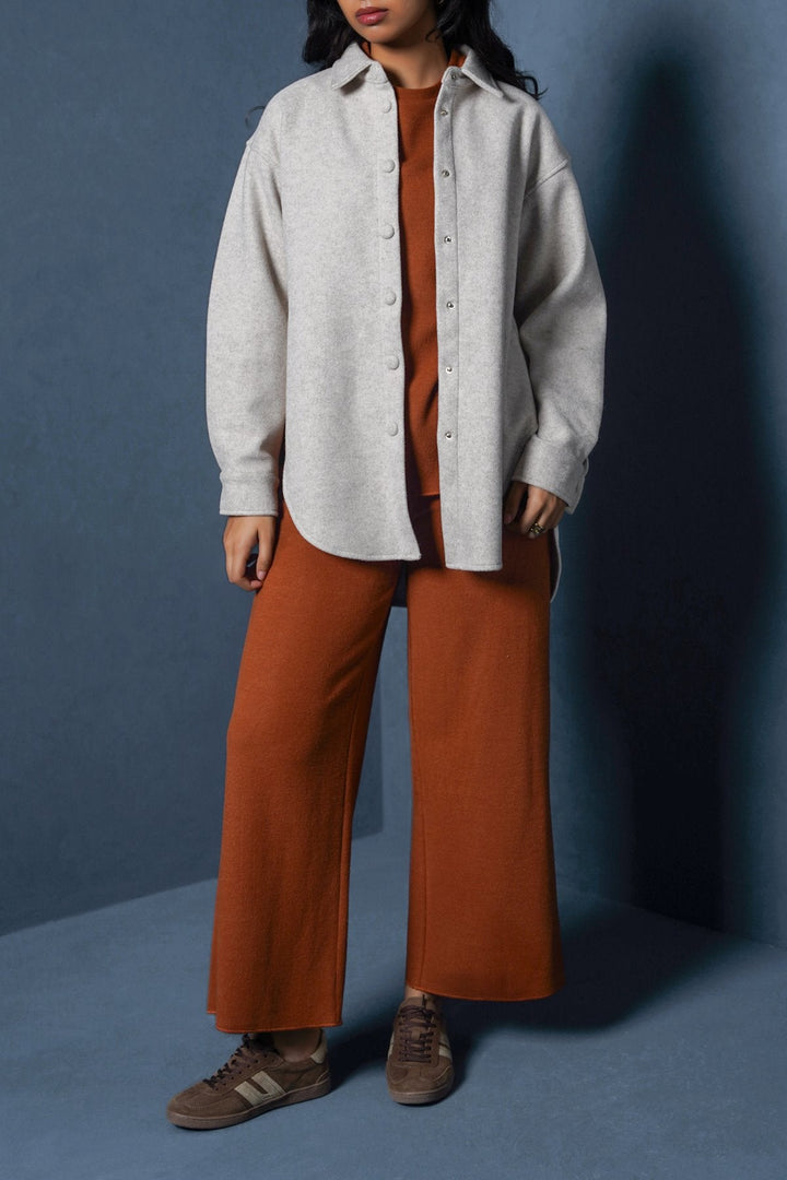 OAT WHITE HIGH HEM SHACKET