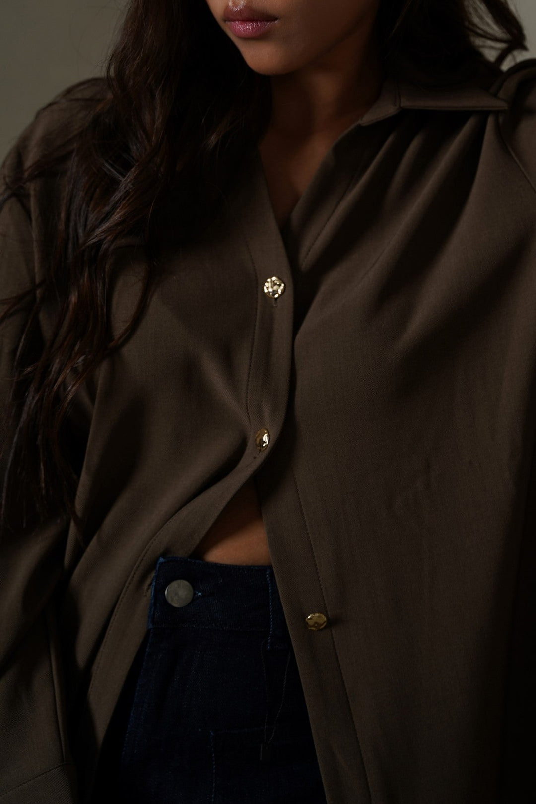 TAUPE MOCCA BUTTON DOWN