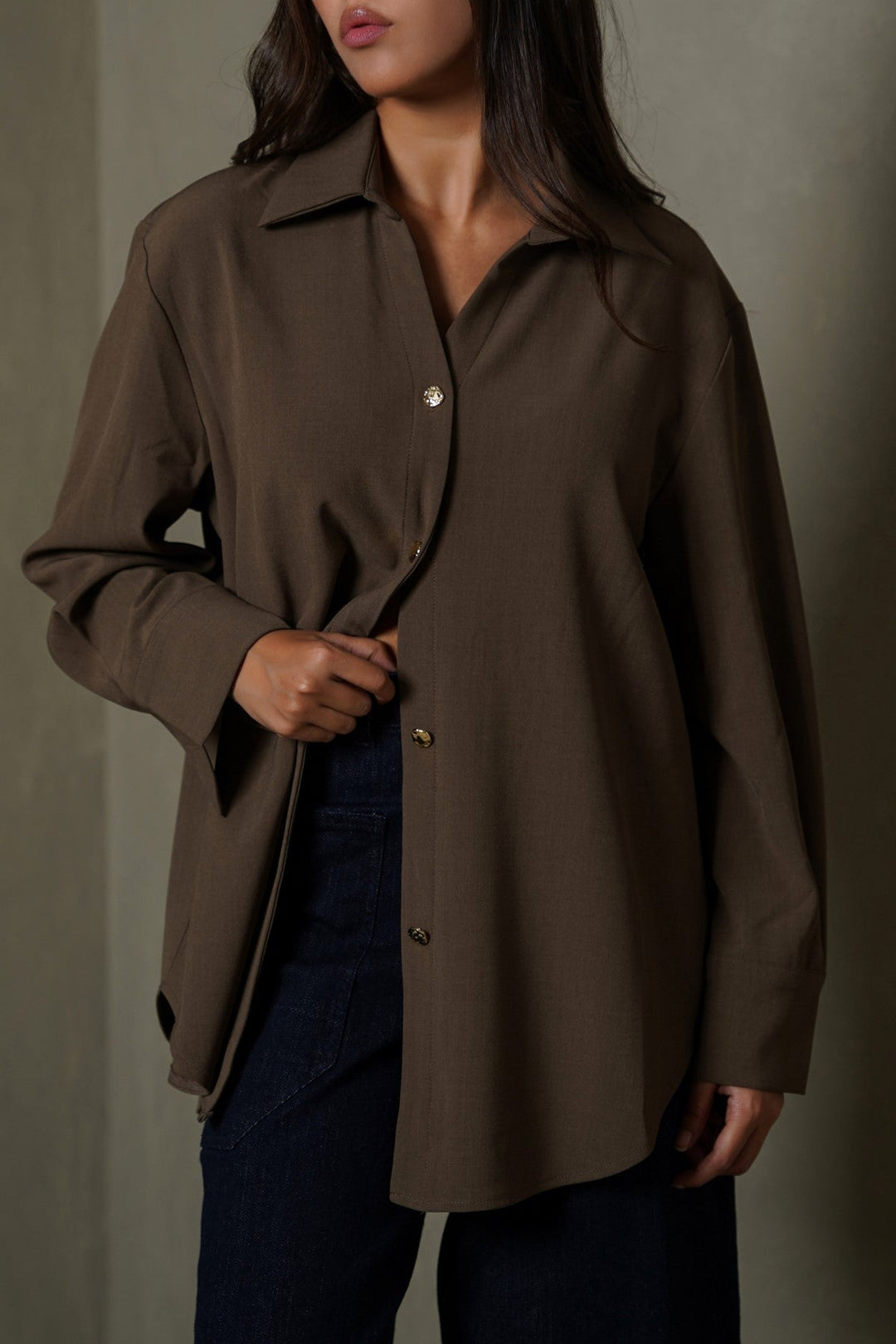 TAUPE MOCCA BUTTON DOWN