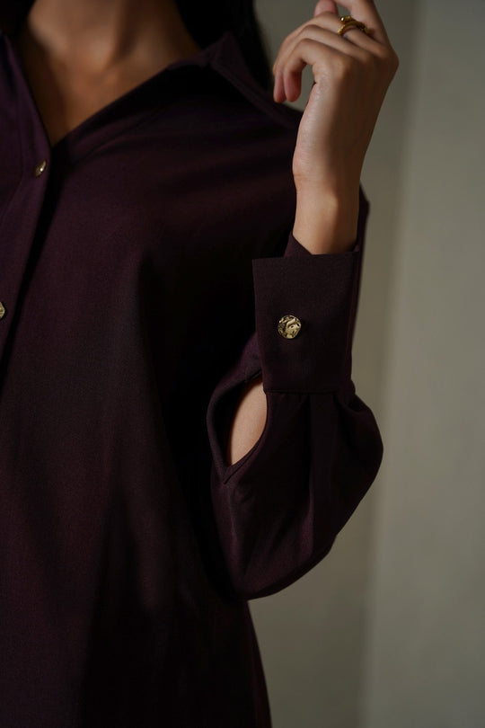 WINE MOCCA BUTTON DOWN