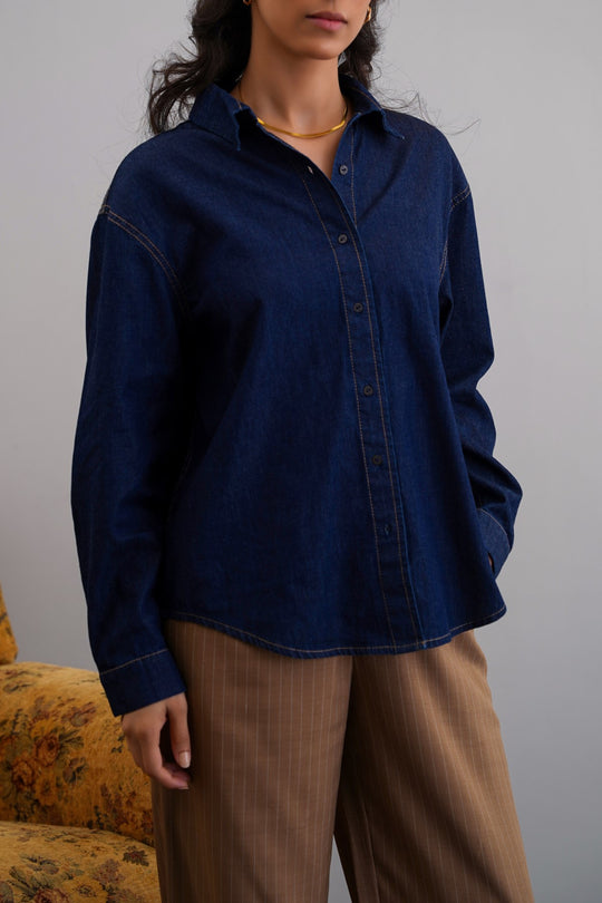 MID BLUE RELAXED DENIM SHIRT