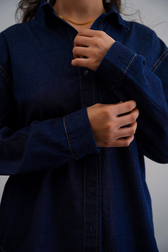 MID BLUE RELAXED DENIM SHIRT