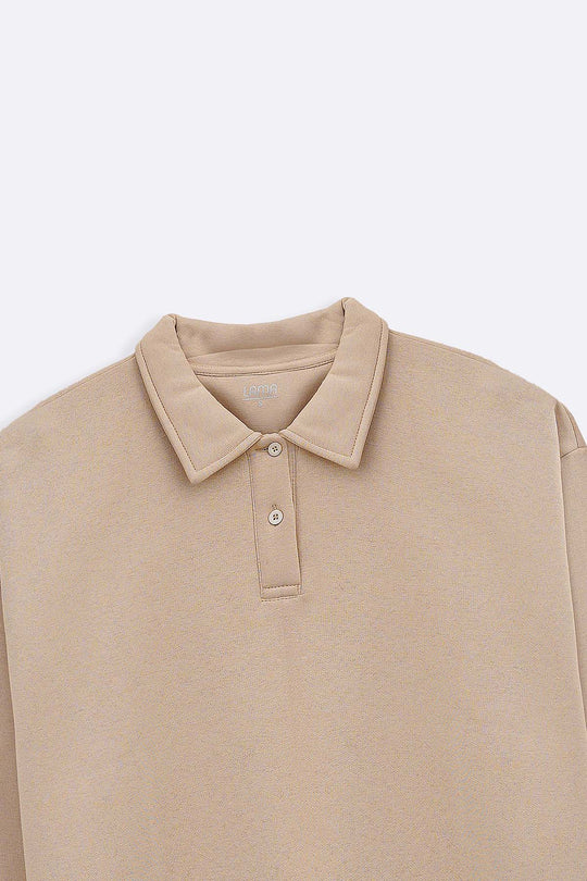 BEIGE CLASSIC FLEECE POLO
