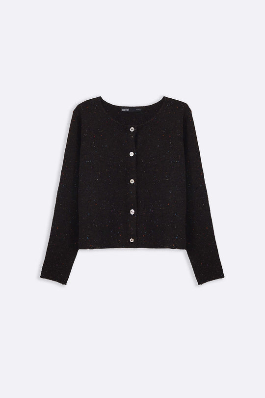 DARK BROWN CONFETTI CARDIGAN
