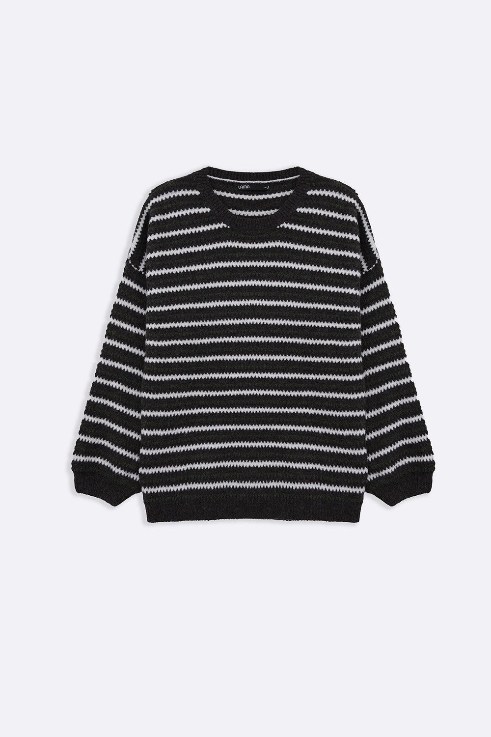 BROWN PINSTRIPE WEAVE SWEATER