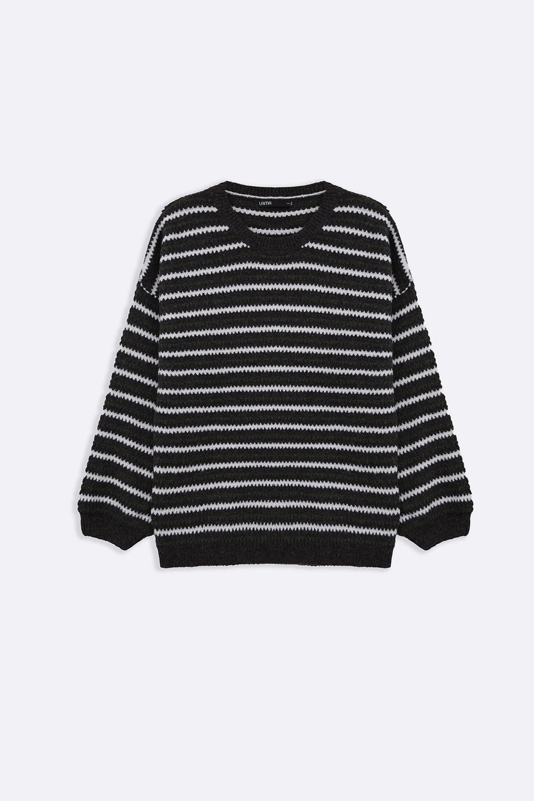 BROWN PINSTRIPE WEAVE SWEATER